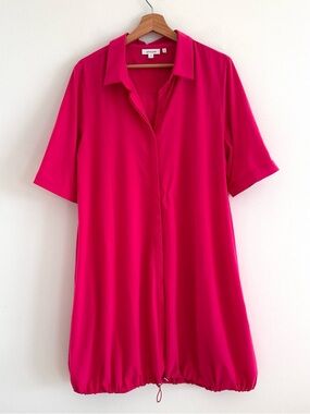 Chico’s Zynergy UPF Bungee Pink Beach Travel Shirtdress  size 2